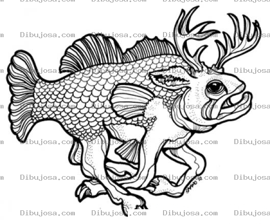 Dibujo para colorear Pezalce Alcepez Dibujo De Alce Con Cuerpo De Pescado Para Pintar Y Colorear