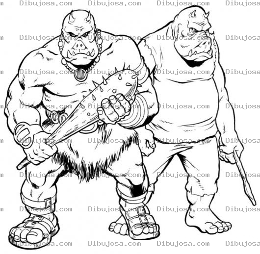 Dibujo para colorear Ogros Cavernicolas Que Dan Miedo Para Pintar Y Colorear