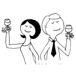 Dibujo para colorear Pareja De Esposos Brindando Con Copas De Vino Para Pintar Y Colorear