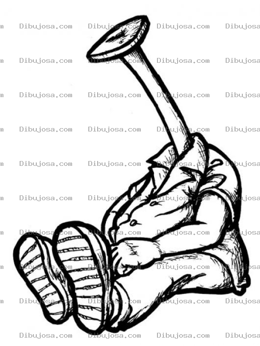 Dibujo para colorear Hombre Clavo Dibujo De Hombre Con Cabeza De Clavo Para Pintar Y Colorear