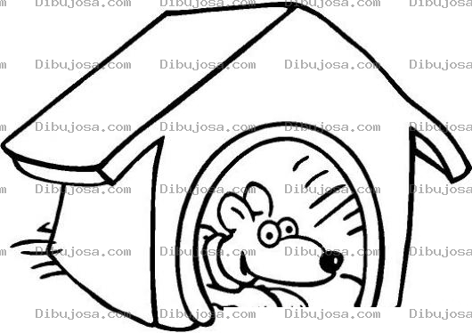 Dibujo para colorear Dibujo De Perro En Su Casita Para Pintar Y Colorear