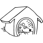 Dibujo para colorear Dibujo De Perro En Su Casita Para Pintar Y Colorear