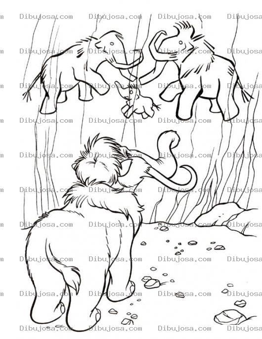 Dibujo para colorear Dibujo De Mamut Viendo A Sus Ancestros Pintados En Una Pared Para Pintar Y Colorear