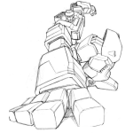 Dibujo para colorear Dibujo De Transformer Con Sus Dedos Gigantes En El Piso Para Pintar Y Colorear