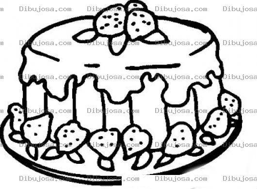 Dibujo para colorear Pasteldefresa Dibujo De Un Pastel De Fresas Con Crema Para Pintar Y Colorear