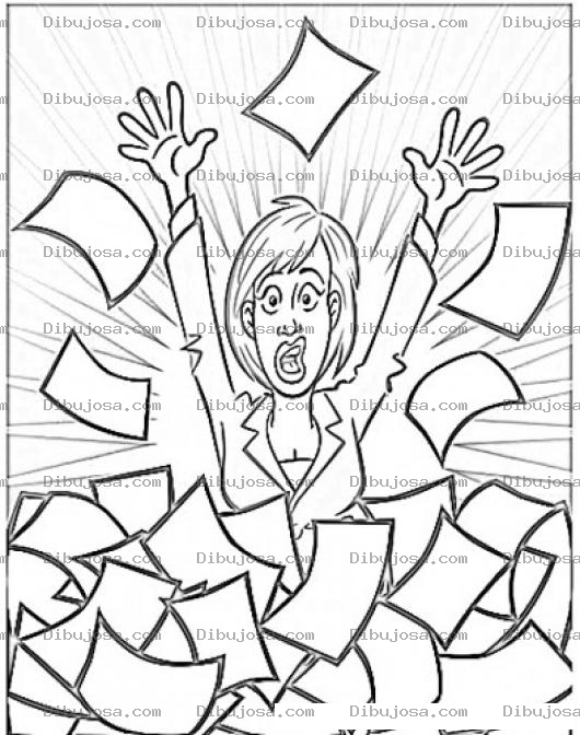Dibujo para colorear Estres Femenino Dibujo De Secretaria Estresada En Medio De Tantos Papeles Para Pintar Y Colorear
