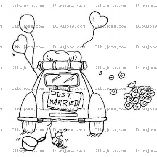 Dibujo para colorear Carro De Reciencasados Para Pintar Y Colorear