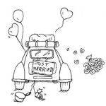 Dibujo para colorear Carro De Reciencasados Para Pintar Y Colorear