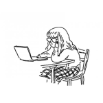 Dibujo para colorear Alumna Con Laptop Para Pintar Y Colorear