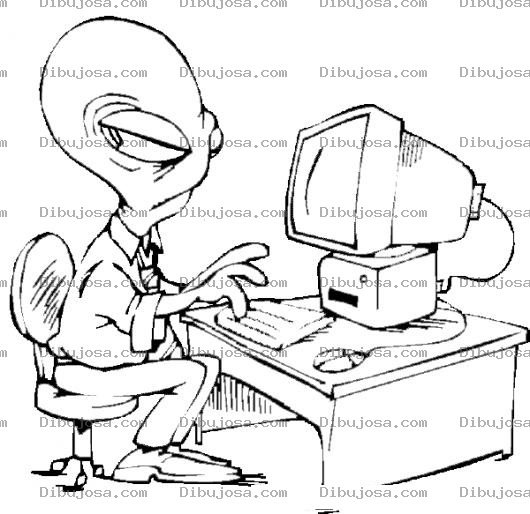 Dibujo para colorear Marciano Con Computadora Para Pintar Y Colorear