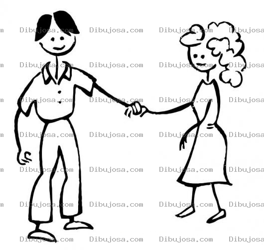 Dibujo para colorear Hombre Y Mujer Tomados De La Mano Para Pintar Y Colorear