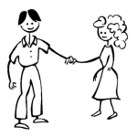 Dibujo para colorear Hombre Y Mujer Tomados De La Mano Para Pintar Y Colorear