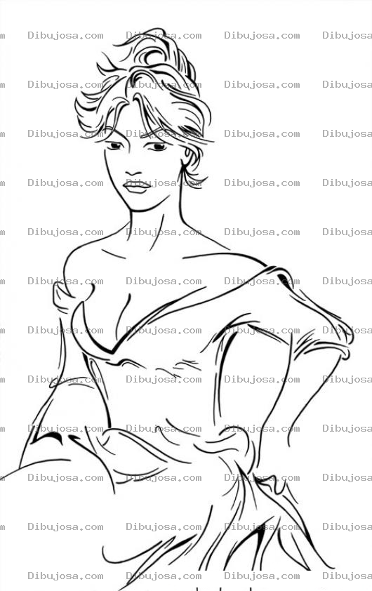 Dibujo para colorear Dibujo De Vestido Escotado Del Pecho Para Pintar Y Colorear