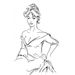 Dibujo para colorear Dibujo De Vestido Escotado Del Pecho Para Pintar Y Colorear