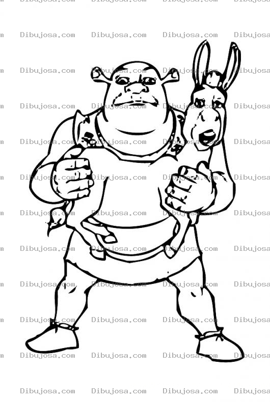 Dibujo para colorear Colorear a Shrek cargando al burrito