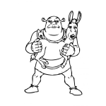 Dibujo para colorear Colorear a Shrek cargando al burrito