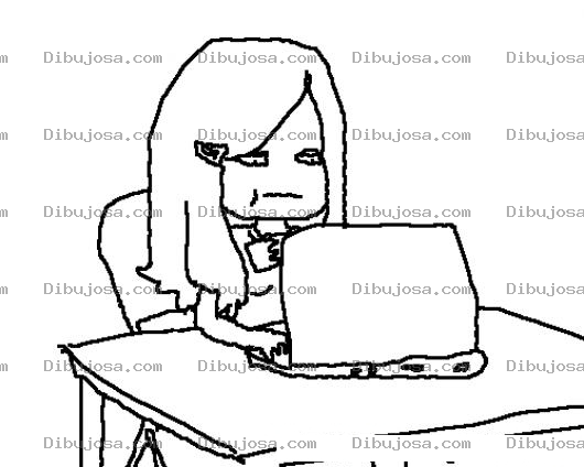 Dibujo para colorear Dibujo De Mujer Con Laptop Para Pintar Y Colorear