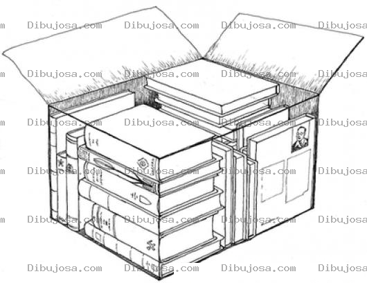 Dibujo para colorear Caja De Libros Para Pintar Y Colorear Libros Apilados Adentro De Una Caja