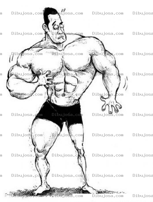 Dibujo para colorear Dibujo De Fisiulturista Con Polio Para Pintar Y Colorear