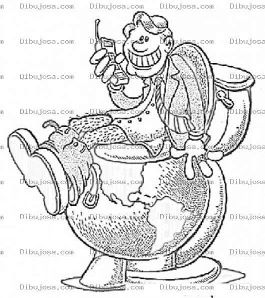 Dibujo para colorear Cagando Al Mundo Dibujo De Hmbre Defecando Sobre El Mundo Para Pintar Y Colorear