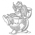 Dibujo para colorear Cagando Al Mundo Dibujo De Hmbre Defecando Sobre El Mundo Para Pintar Y Colorear