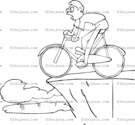 Dibujo para colorear Dibujo De Ciclicsta Al Borde De Un Penasco Para Pintar Y Colorear