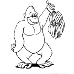 Dibujo para colorear Dibujo De Simio Con Una Penca De Bananos Para Pintar Y Colorear