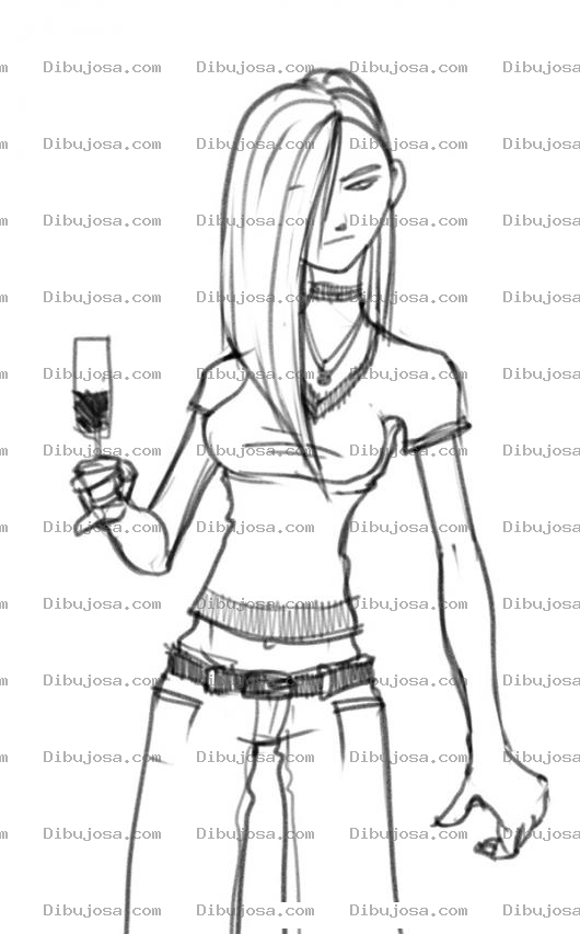 Dibujo para colorear Dibujo De Chica Con Copa De Vino Para Pintar Y Colorear