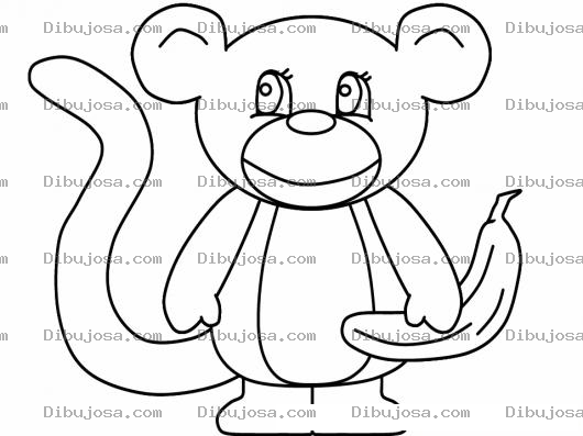 Dibujo para colorear Mono Con Banano Para Pintar Y Colorear
