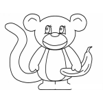 Dibujo para colorear Mono Con Banano Para Pintar Y Colorear