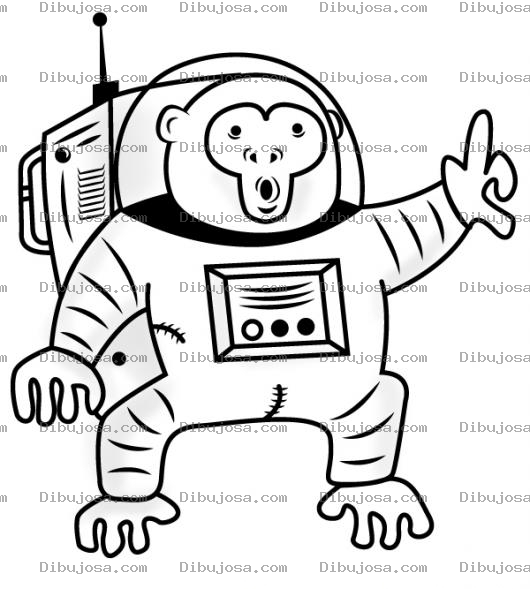 Dibujo para colorear Mono Astronauta Para Pintar Y Colorear Mico En El Espacio