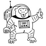 Dibujo para colorear Mono Astronauta Para Pintar Y Colorear Mico En El Espacio