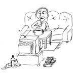 Dibujo para colorear Vida De Soltero Dibujo De Hombre Soltero Comiendo En La Sala Para Pintar Y Colorear