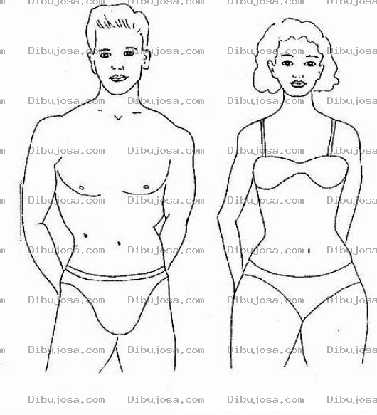 Dibujo para colorear Ropainterior Dibujo De Hombre Y Mujer En Ropa Interior Para Pintar Y Colorear Chico En Calzoncillo Y Chica En Brasier Y Calzon