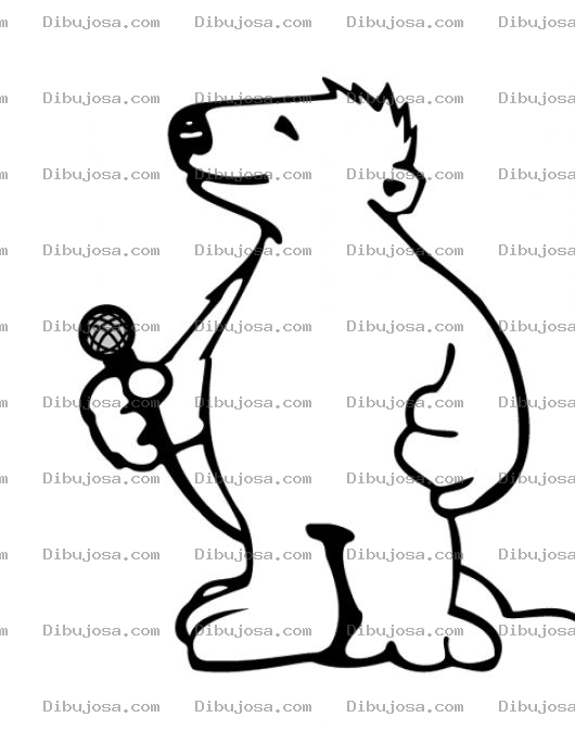 Dibujo para colorear Oso Con Microfono Para Pintar Y Colorear
