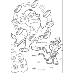 Dibujo para colorear Dibujo De Leon Malavarista Y El Mono De Dora Exploradora Para Pintar Y Colorear