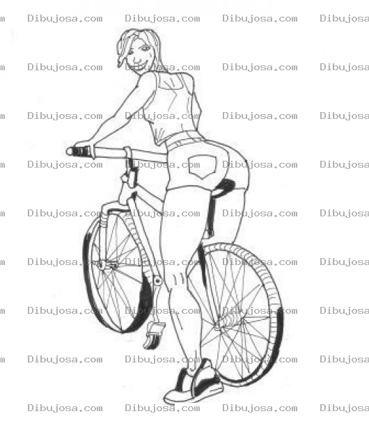 Dibujo para colorear Chica En Bicicleta Para Pintar Y Colorear