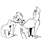 Dibujo para colorear Ejercicios De Estiramiento Dibujo De Chica Con Entrenador Personal Haciendo Ejercicios De Calentamiento Para Pintar Y Colorear