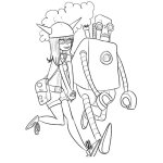 Dibujo para colorear Robot Para Mujeres Dibujo De Chica Con Su Robot Guradaespaldas Para Pintar Y Colorear
