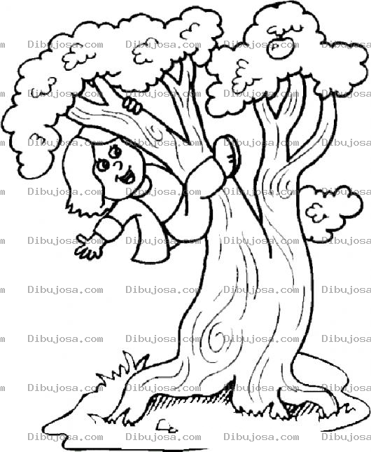 Dibujo para colorear Dibujo De Nina Trepando Un Arbol Para Pintar Y Colorear