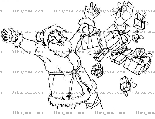 Dibujo para colorear Dibujo De Santaclaus Tirando Regalos Para Pintar Y Colorear