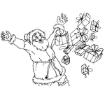 Dibujo para colorear Dibujo De Santaclaus Tirando Regalos Para Pintar Y Colorear