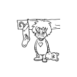 Dibujo para colorear Dibujo De Nino Con Pijama Y Con Osito En Navidad Para Pintar Y Colorear