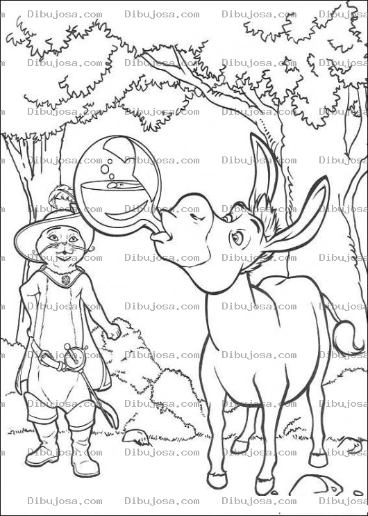 Dibujo para colorear Colorear al burro de Shrek bebiendo posima