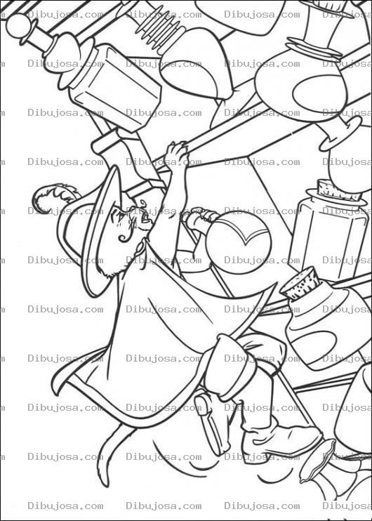 Dibujo para colorear Colorear al gato de Shrek botando un mueble