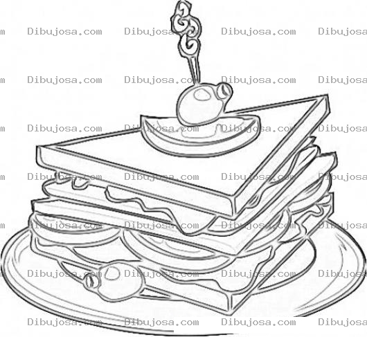 Dibujo para colorear Dibujo De Emparedado De Jamon Delicioso Para Pintar Y Colorear Sanguich De Jamo