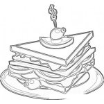 Dibujo para colorear Dibujo De Emparedado De Jamon Delicioso Para Pintar Y Colorear Sanguich De Jamo