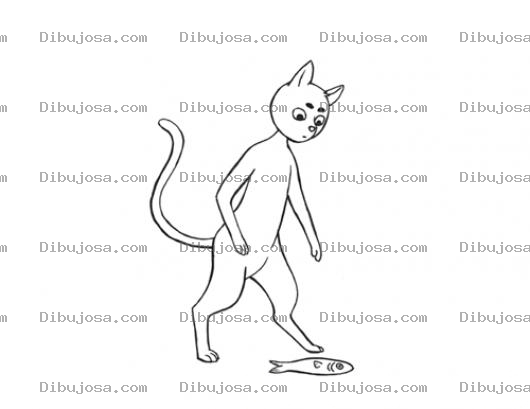 Dibujo para colorear Dibujo Del Gato Que Encontro Un Pescado Para Pintar Y Colorear