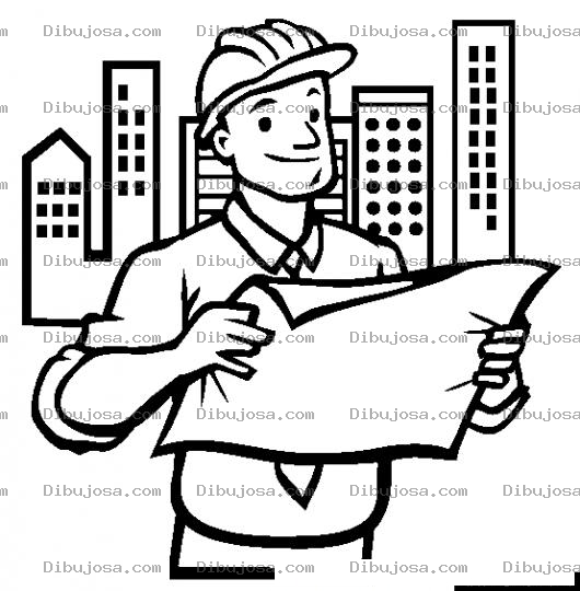Dibujo para colorear Dibujo De Ingeniero Civil Supervisando Palnos Para Pintar Y Colorear