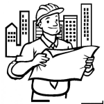 Dibujo para colorear Dibujo De Ingeniero Civil Supervisando Palnos Para Pintar Y Colorear